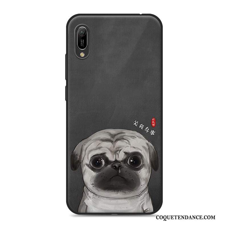 Huawei Y6 2019 Coque Noir Amoureux Silicone Fluide Doux