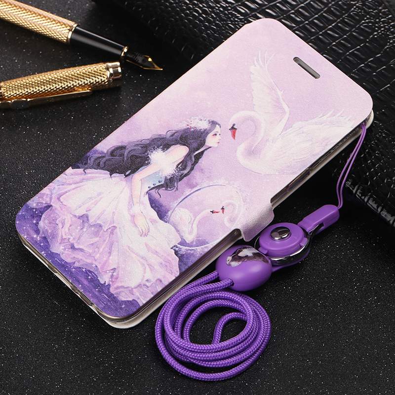 Huawei Y6 2019 Coque Violet Charmant Ornements Suspendus De Téléphone Clamshell