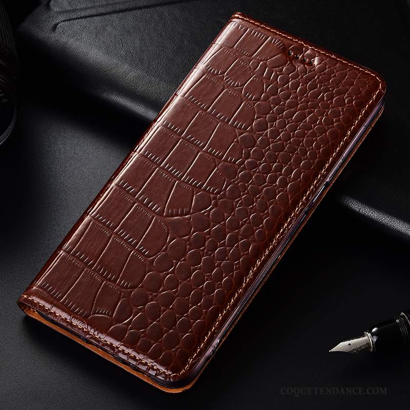 Huawei Y6 2019 Coque Étui Crocodile Cuir Véritable Modèle Fleurie De Téléphone