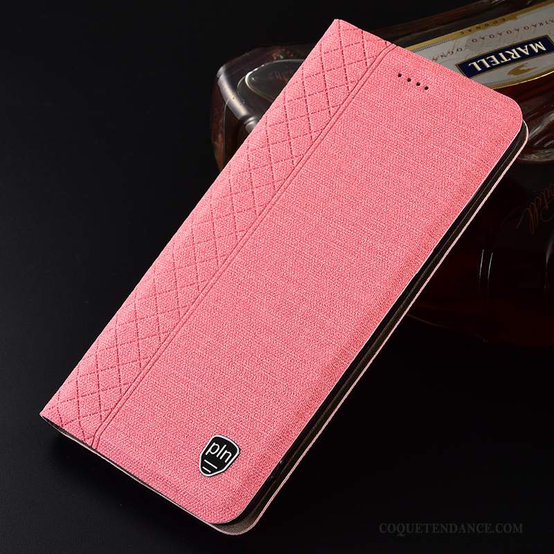 Huawei Y6 2019 Coque Étui De Téléphone Lin Étui En Cuir Cuir Véritable