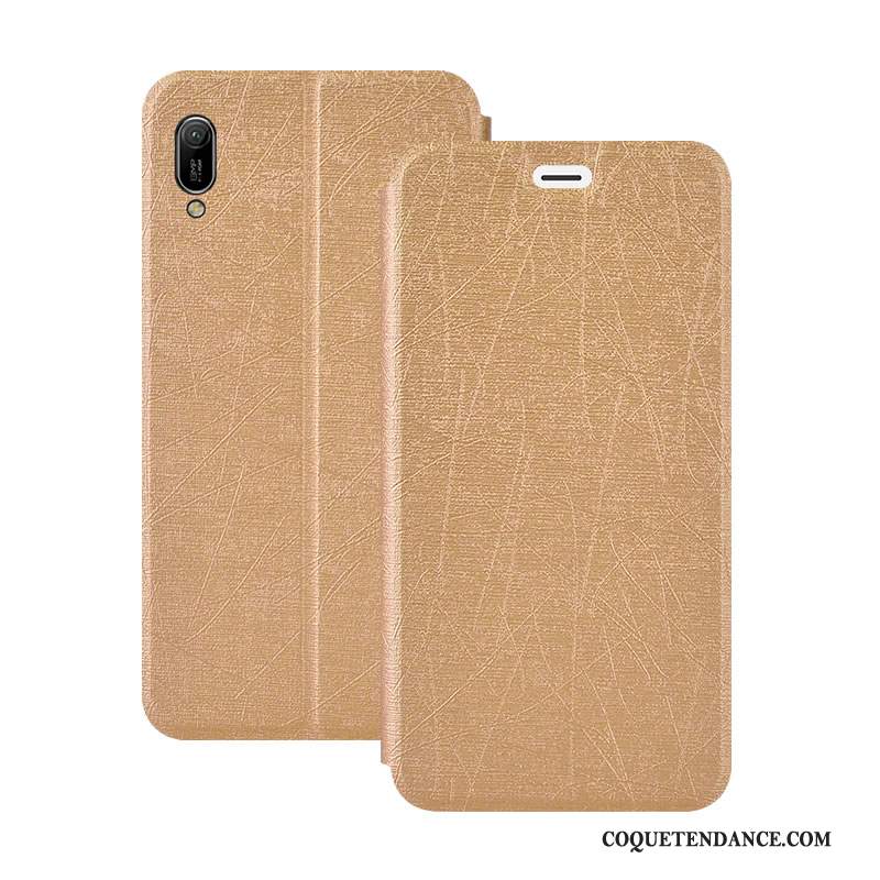 Huawei Y6 2019 Coque Étui Protection Étui En Cuir Or De Téléphone