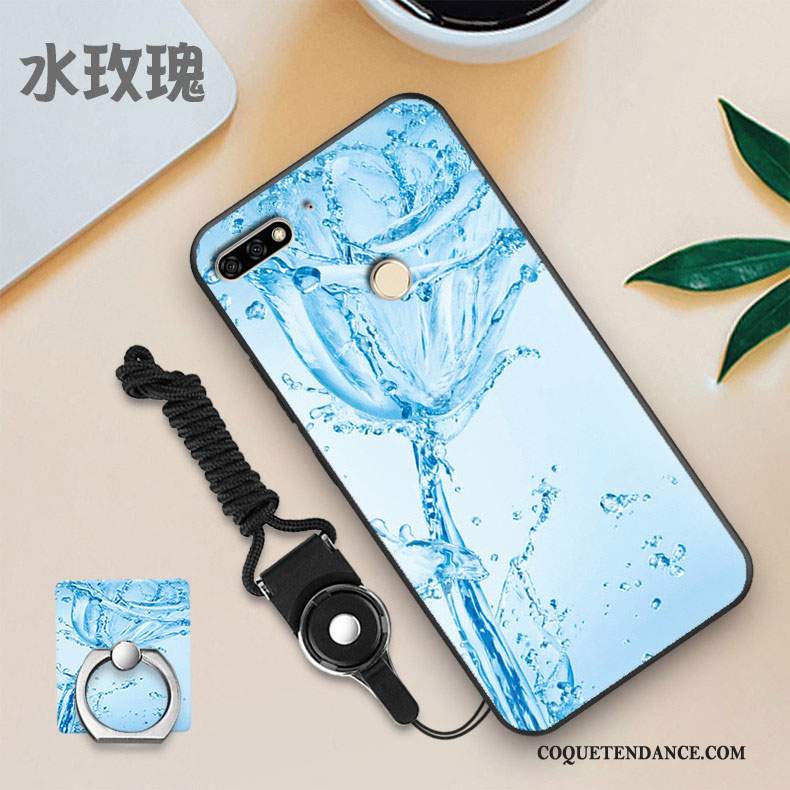 Huawei Y7 2018 Coque Bleu Noir De Téléphone Fluide Doux Personnalité
