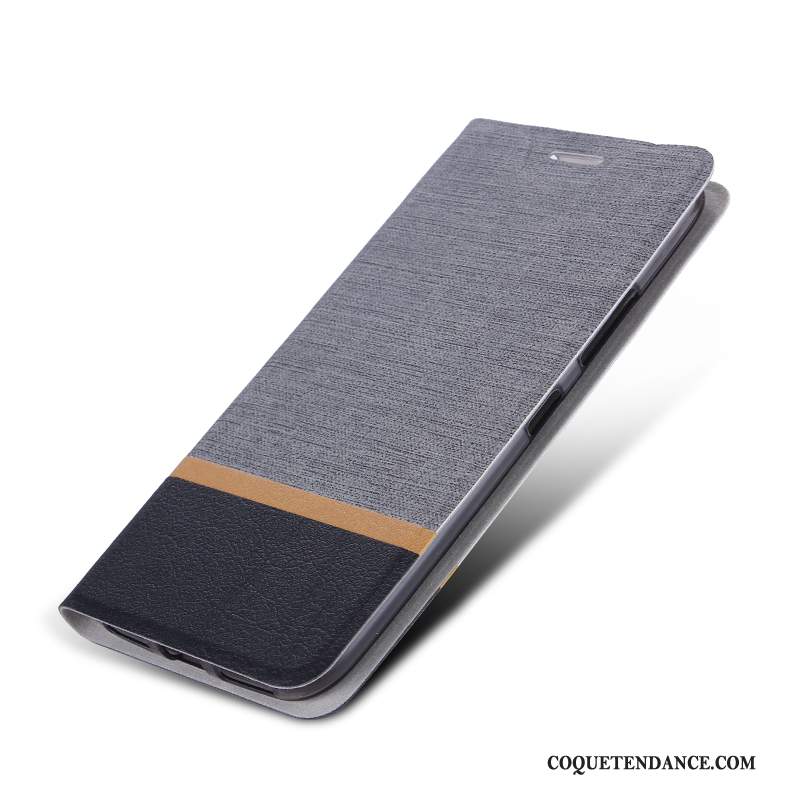 Huawei Y7 2018 Coque Foncé Étui En Cuir Gris Protection De Téléphone