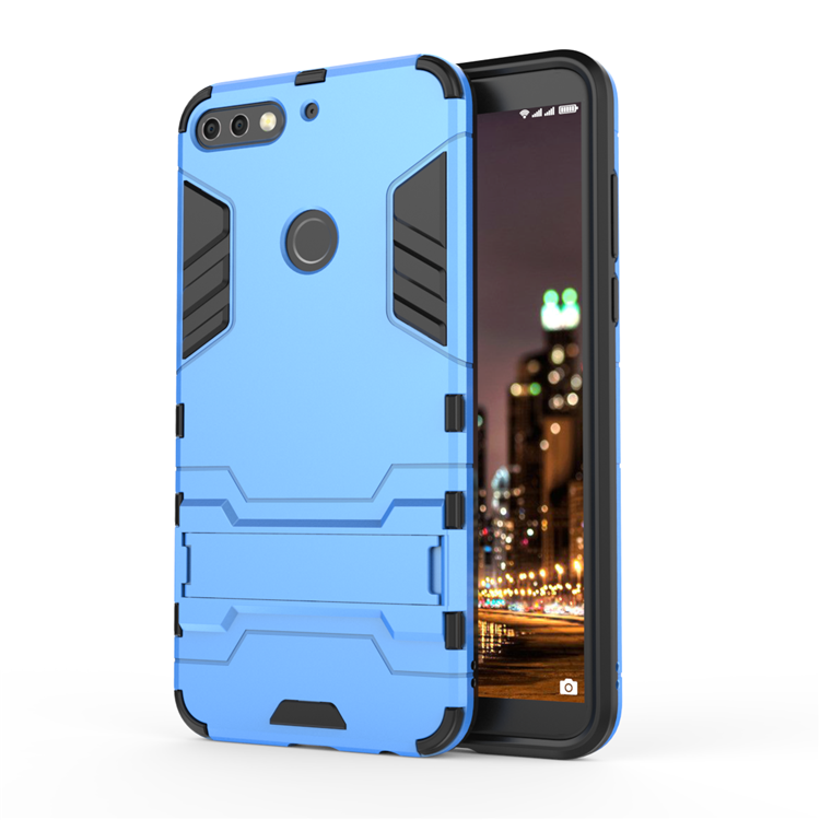 Huawei Y7 2018 Coque Support Étui Bleu Coque De Téléphone