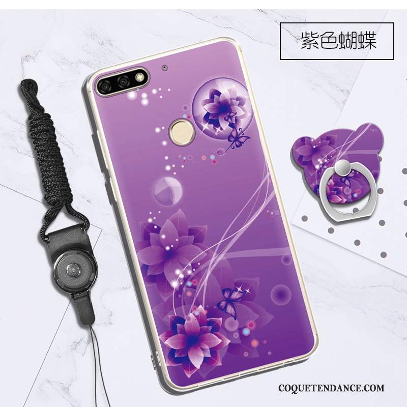 Huawei Y7 2018 Coque Violet Fluide Doux Étui De Téléphone Protection