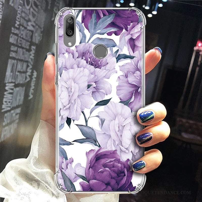 Huawei Y7 2019 Coque Créatif Ballon Violet Silicone