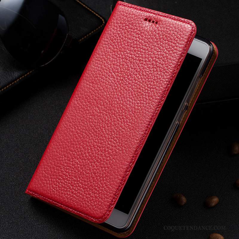 Huawei Y7 2019 Coque Protection Étui En Cuir Modèle Fleurie Litchi