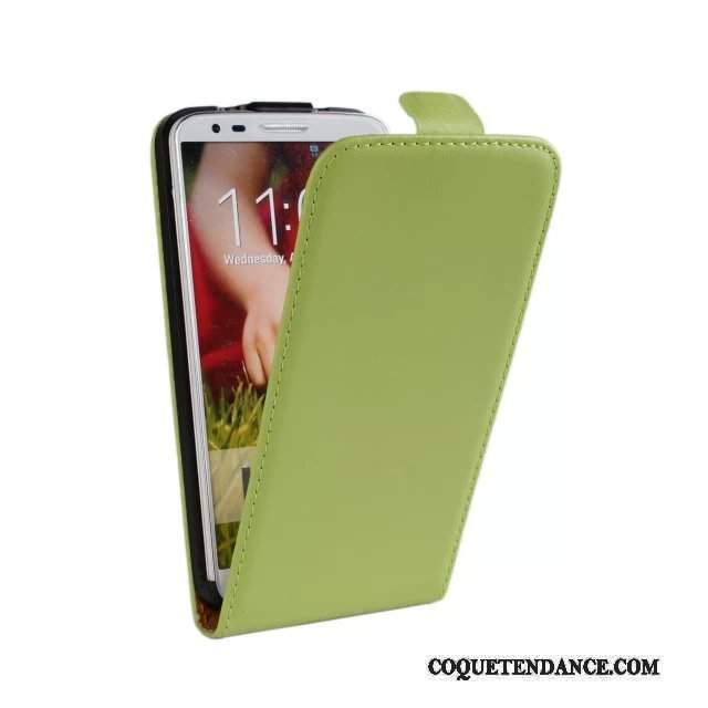 Lg G2 Coque Protection Étui En Cuir De Téléphone Vert Cuir Véritable