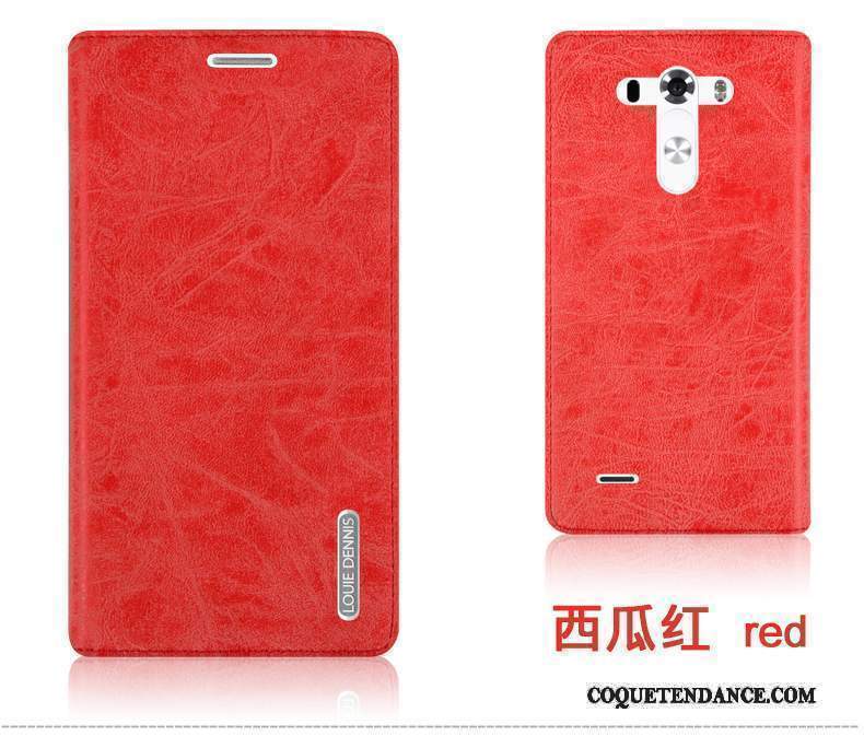 Lg G3 Coque Clamshell De Téléphone Étui En Cuir Protection Rouge