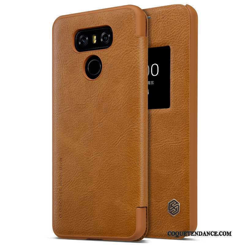 Lg G6 Coque Étui En Cuir Or Protection Jaune Mince