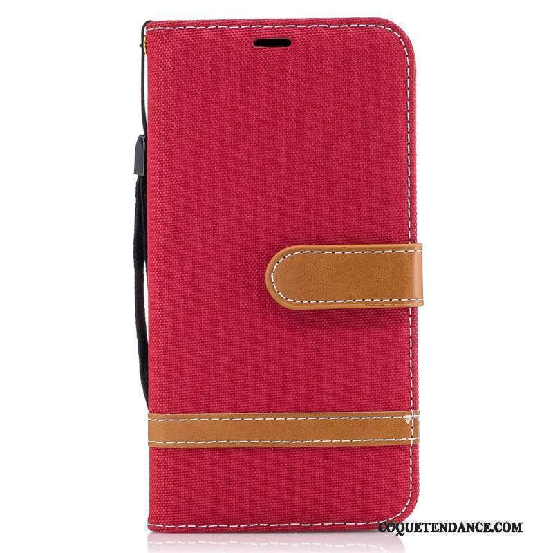 Lg K10 2017 Coque Protection En Denim Étui Rouge