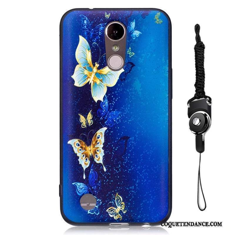 Lg K10 2017 Coque Étui Délavé En Daim De Téléphone Bleu Dessin Animé