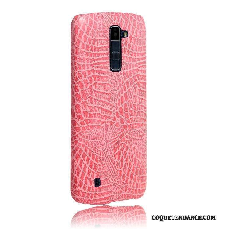 Lg K10 Coque Crocodile Rose Couvercle Arrière De Téléphone Étui En Cuir