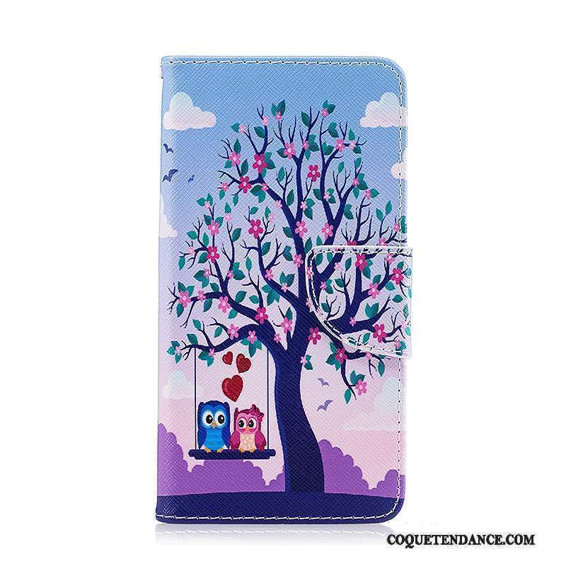 Lg K8 2017 Coque Étui En Cuir Protection De Téléphone Violet Peinture