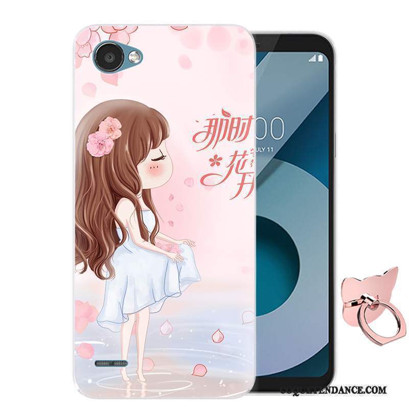 Lg Q6 Coque Protection Dessin Animé Étui Rose Fluide Doux