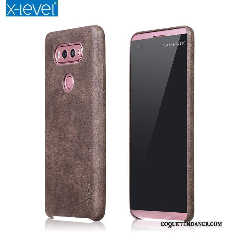 Lg V20 Coque Or Rose Nouveau Étui En Cuir Business Très Mince