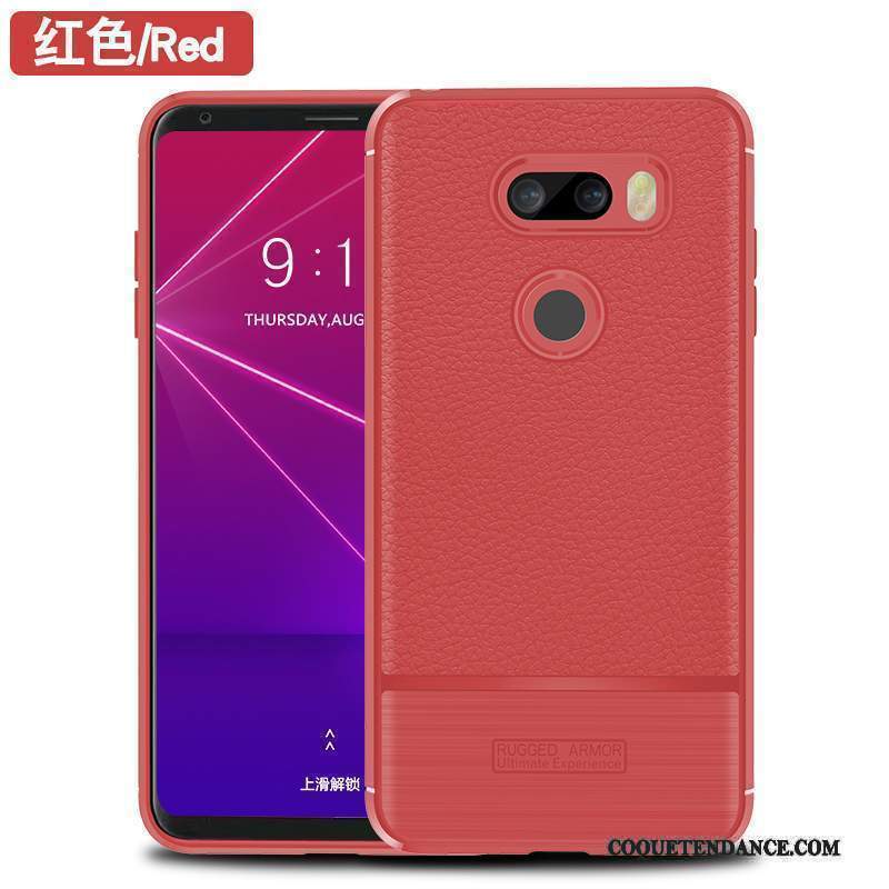 Lg V30s Tinq Coque Litchi Silicone Étui Protection Incassable