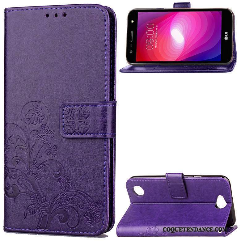 Lg X Power 2 Coque Clamshell Étui Violet Étui En Cuir Fluide Doux