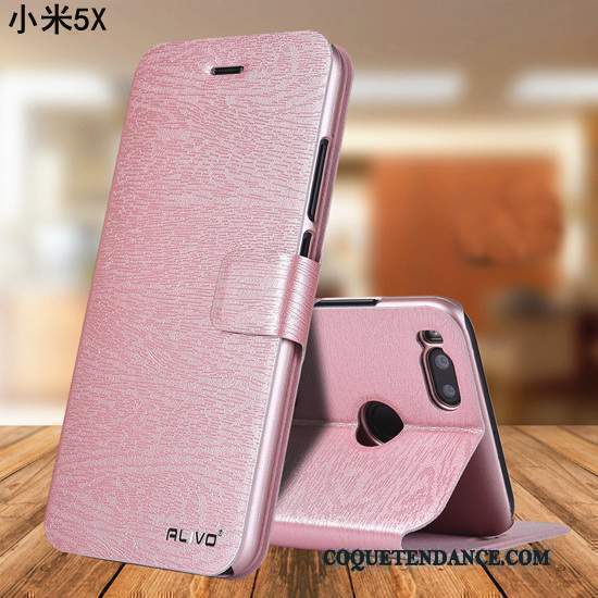 Mi 5x Coque Clamshell Étui En Cuir Rose Rouge Petit