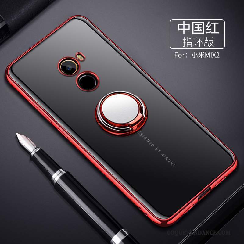 Mi Mix 2 Coque Tendance Fluide Doux Transparent Rouge Silicone