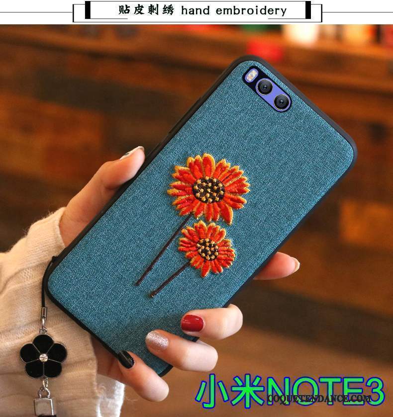 Mi Note 3 Coque Fluide Doux Silicone Bleu Marin Protection Étui