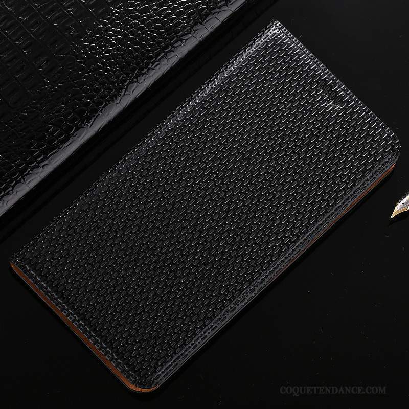 Mi Note 3 Coque Petit Cuir Véritable Noir Étui En Cuir Housse