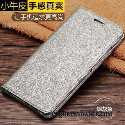 Moto C Coque Étui Vintage Cuir Véritable Fluide Doux Argent