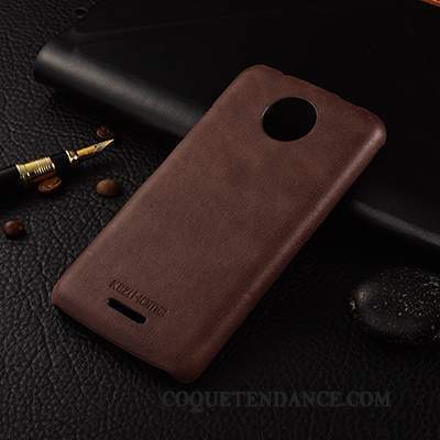 Moto C Plus Coque Cuir Véritable Vent Très Mince Étui Protection