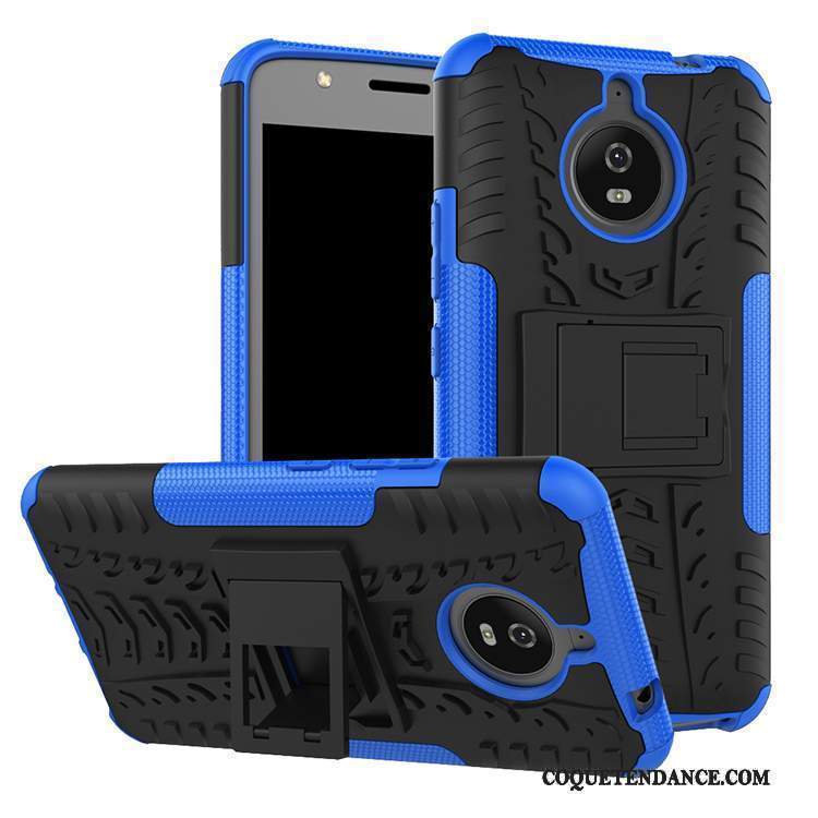 Moto E4 Coque Bleu Incassable Noir Difficile