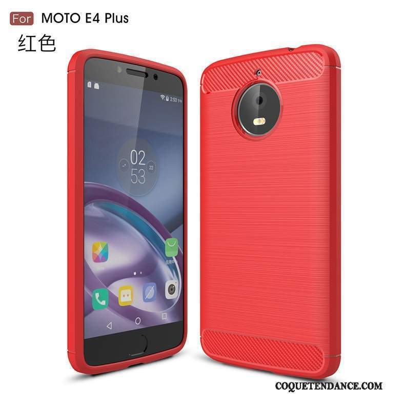 Moto E4 Plus Coque Fibre Fluide Doux Silicone Étui Rouge