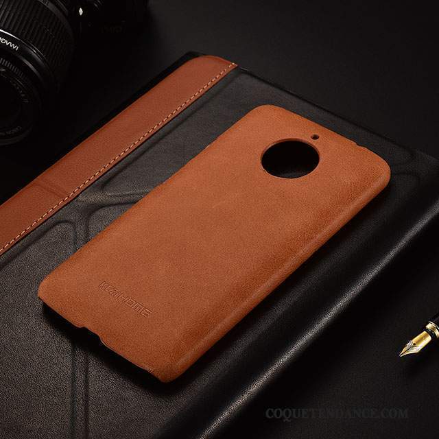 Moto E4 Plus Coque Très Mince Marron Cuir Véritable Coque De Téléphone