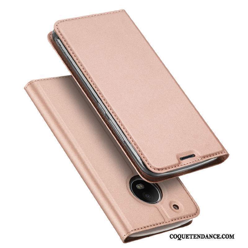 Moto G5 Coque Rose Étui Housse Carte De Téléphone