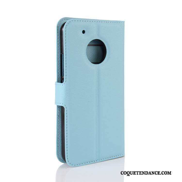 Moto G5 Coque Étui En Cuir Portefeuille Bleu Clair Carte Protection