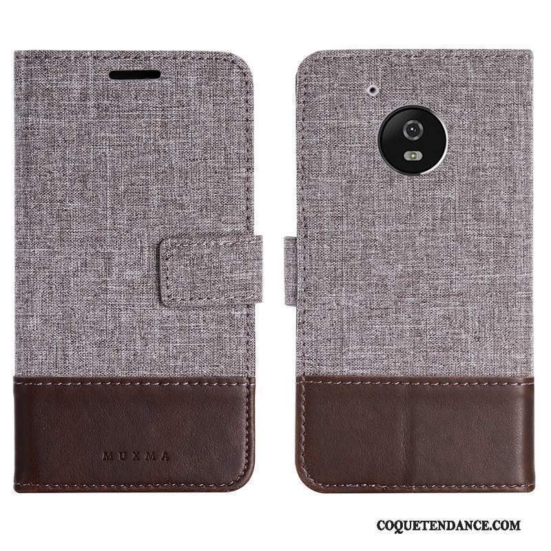 Moto G5 Coque Étui En Cuir Protection Gris Tendance De Téléphone