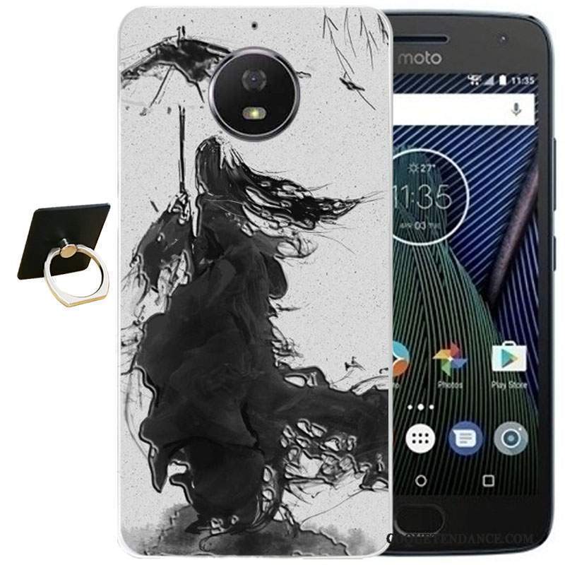 Moto G5s Plus Coque Fluide Doux Gaufrage Dessin Animé Noir