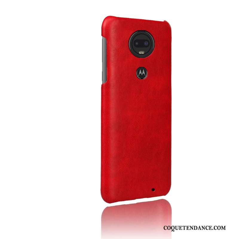 Moto G7 Coque Cuir Incassable Étui Rouge