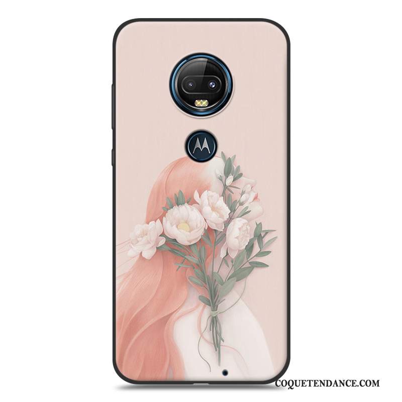 Moto G7 Coque Rose Étui Créatif Net Rouge