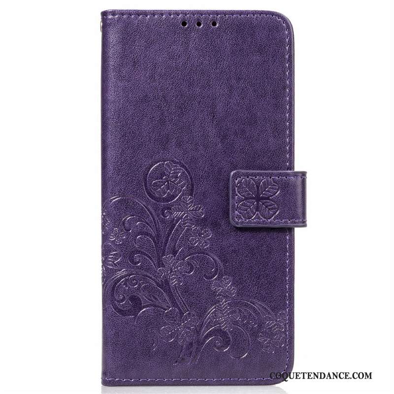 Moto G7 Coque Étui En Cuir Carte Violet De Téléphone Fluide Doux