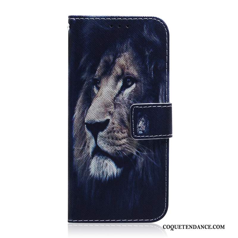 Moto G7 Play Coque Noir De Téléphone Étui En Cuir Housse Lion