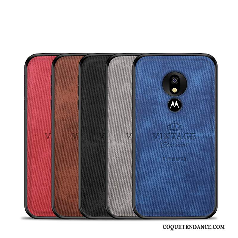 Moto G7 Play Coque Protection Étui Bleu Modèle Fleurie Fluide Doux