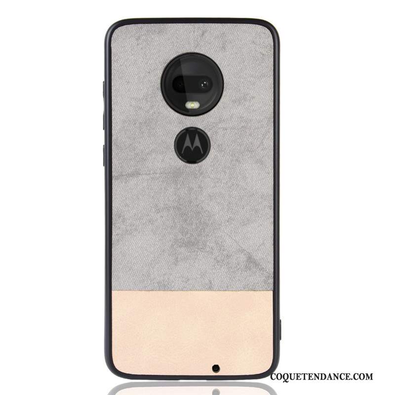 Moto G7 Plus Coque Incassable Couture Couleurs De Téléphone Tendance Gris