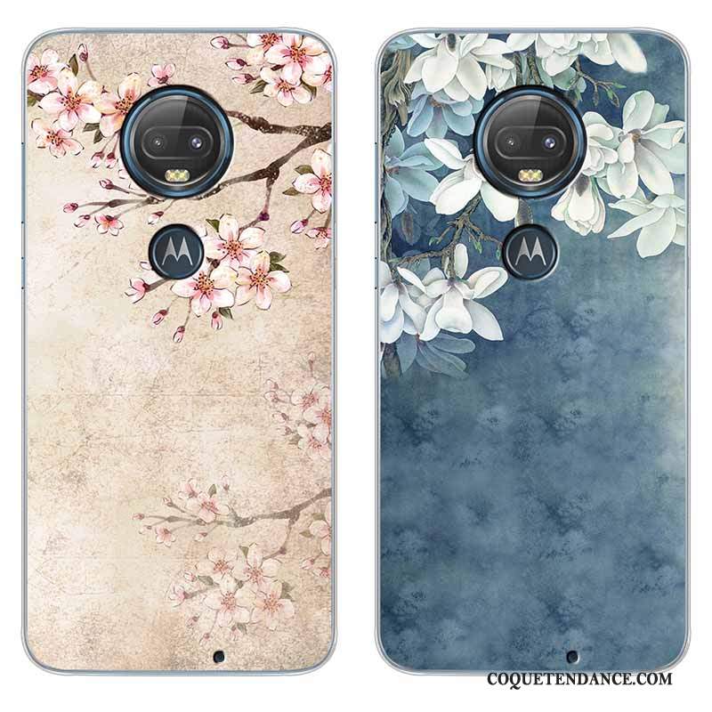 Moto G7 Plus Coque Tout Compris Protection Vintage Étui Fluide Doux