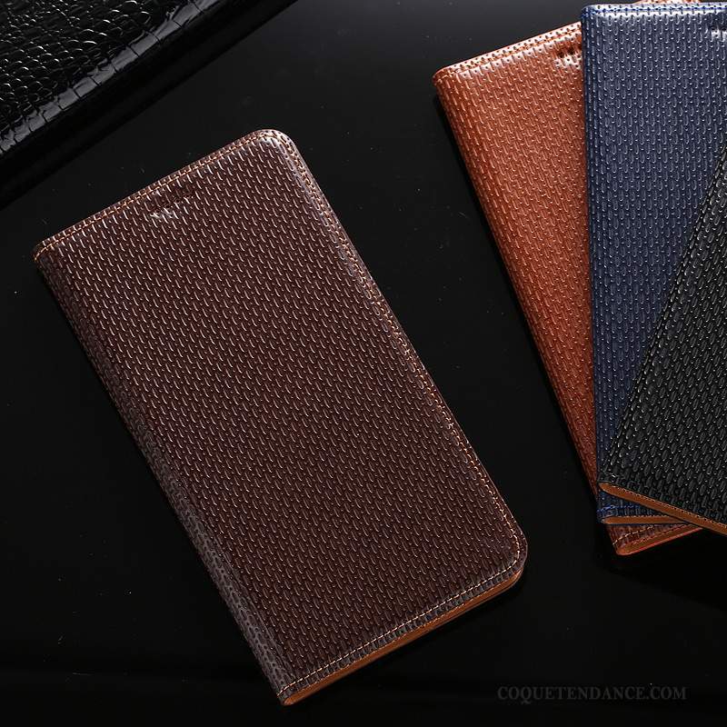 Moto G8 Coque Étui Marron Housse Cuir Véritable Tout Compris