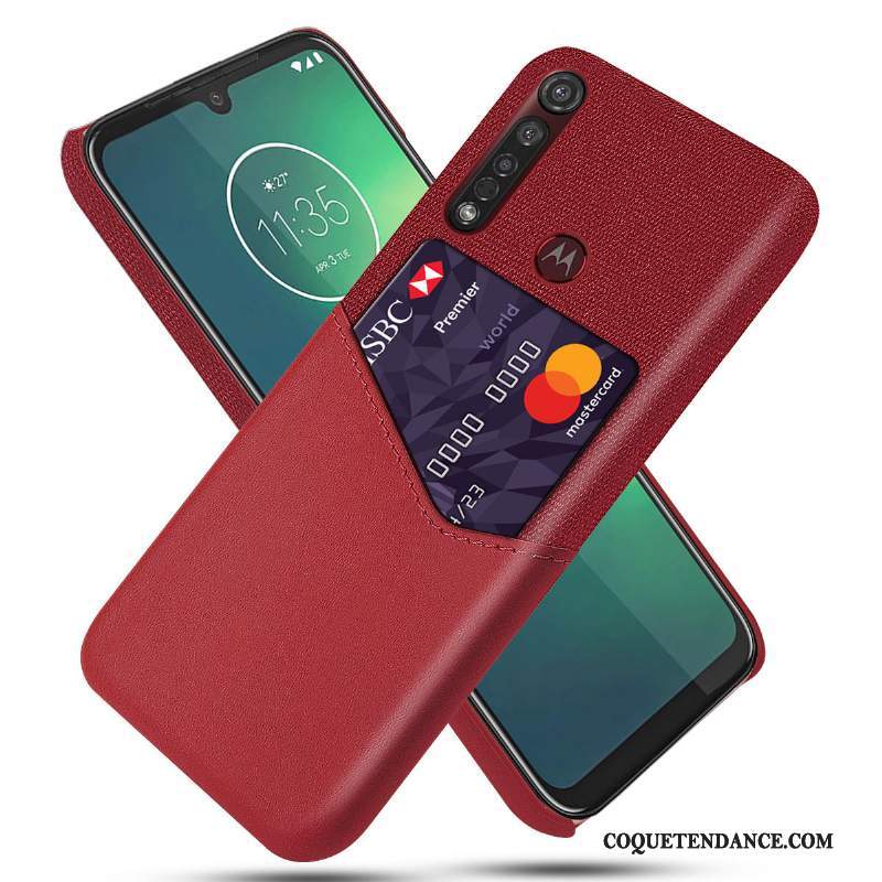 Moto G8 Plus Coque Business Étui Rouge De Téléphone Étui En Cuir