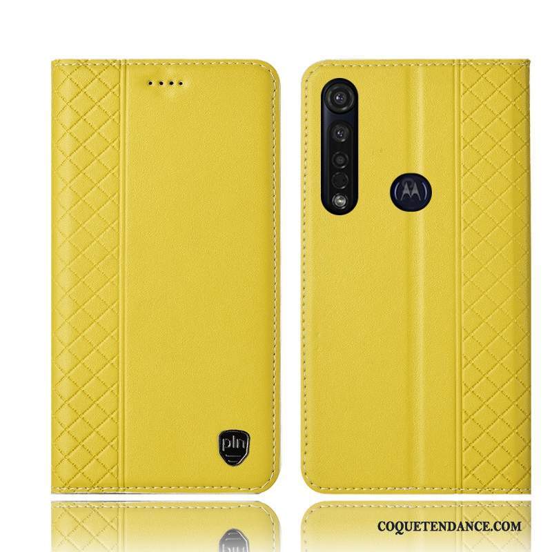 Moto G8 Plus Coque De Téléphone Tout Compris Étui En Cuir Jaune Incassable