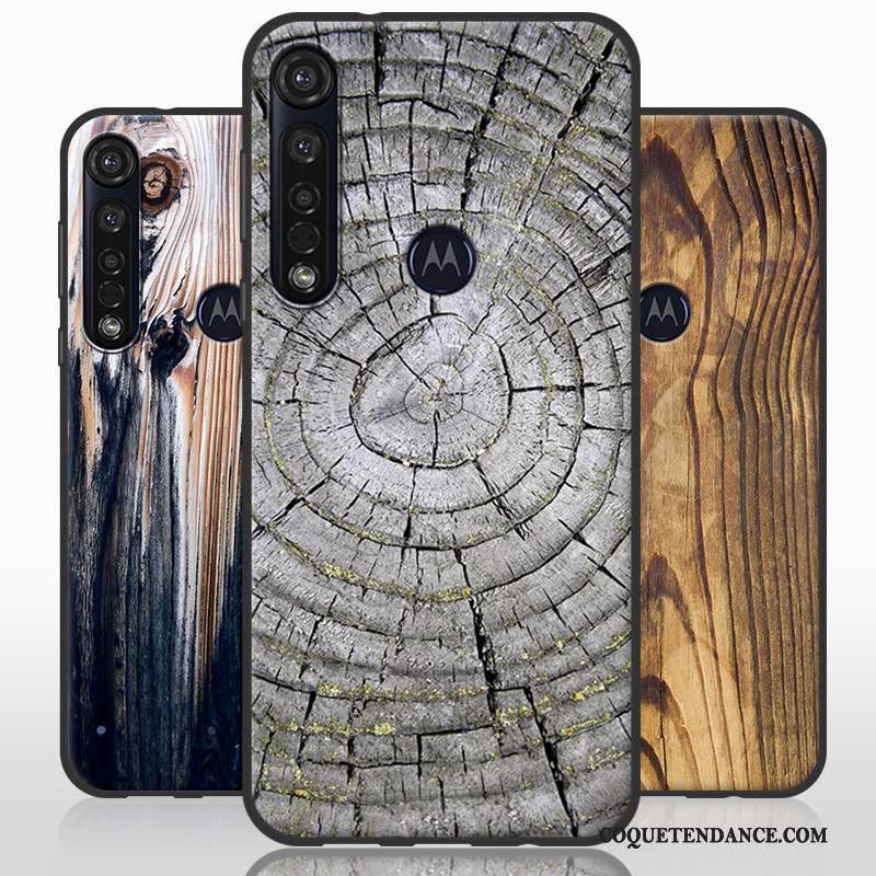 Moto G8 Plus Coque Délavé En Daim Simple Vent De Téléphone Grain De Bois