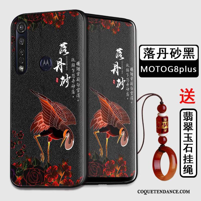Moto G8 Plus Coque Style Chinois Noir Tout Compris Fluide Doux Protection