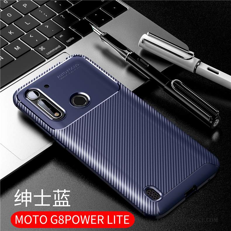 Moto G8 Power Lite Coque Fluide Doux Silicone Tout Compris Bleu Délavé En Daim