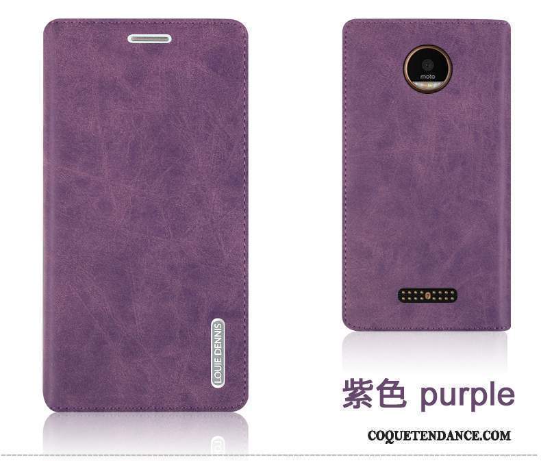 Moto Z Coque Incassable Clamshell Étui En Cuir Violet