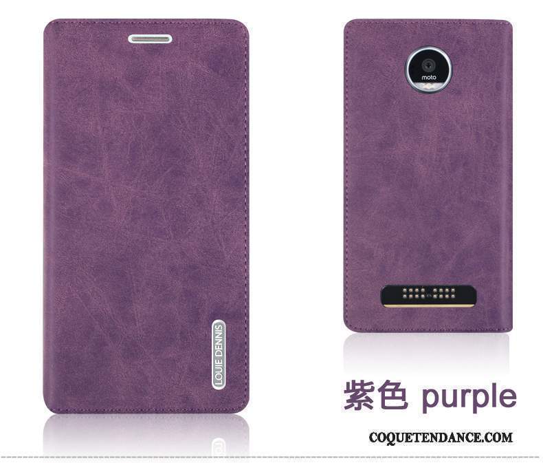 Moto Z Play Coque Violet Clamshell Protection Étui En Cuir